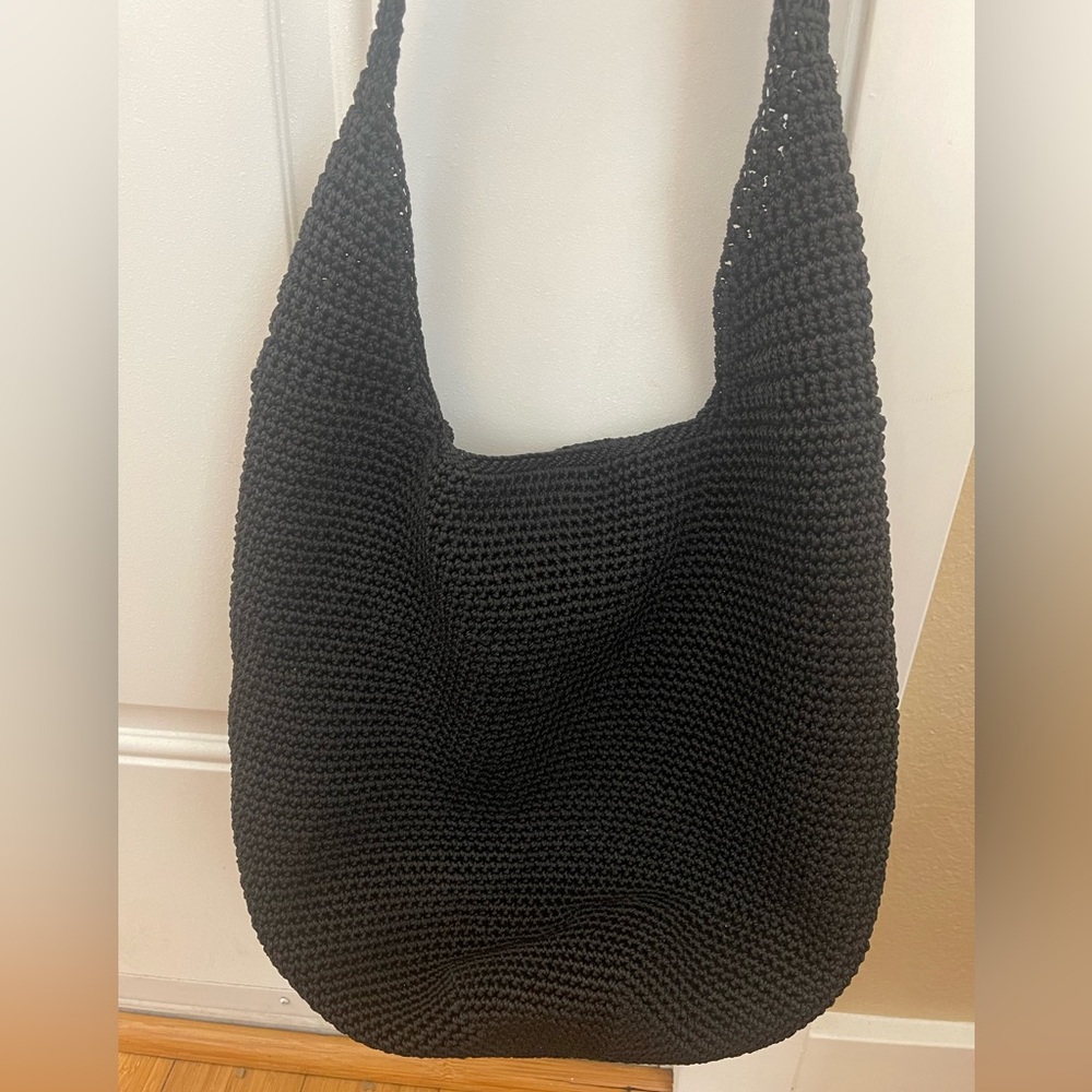Authentic Black "The Sak" Crochet Hobo Bag
